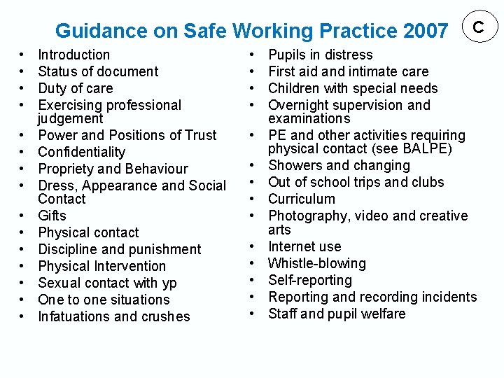 Guidance on Safe Working Practice 2007 • • • • Introduction Status of document
