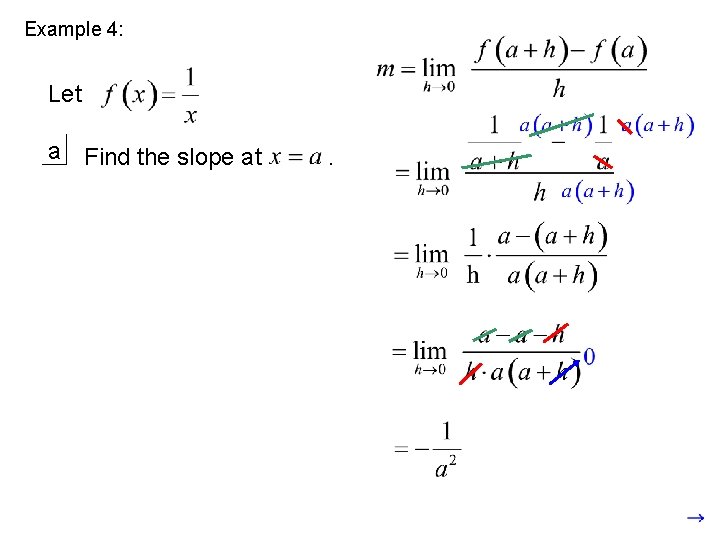 Example 4: Let a Find the slope at . 