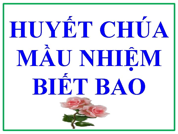 HUYẾT CHÚA MẦU NHIỆM BIẾT BAO 