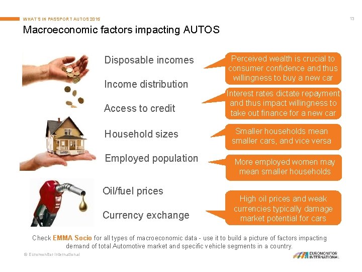 13 WHAT’S IN PASSPORT AUTOS 2015 Macroeconomic factors impacting AUTOS Disposable incomes Income distribution