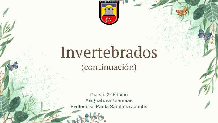 Invertebrados (continuación) Curso: 2° Básico Asignatura: Ciencias Profesora: Paola Sandaña Jacobs 