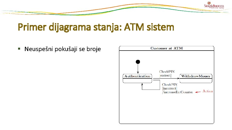 Primer dijagrama stanja: ATM sistem § Neuspešni pokušaji se broje 