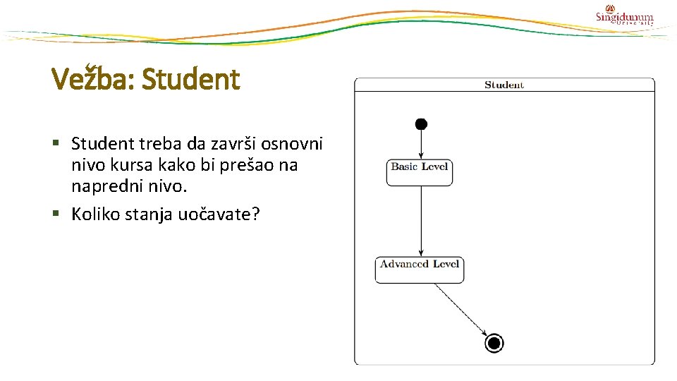 Vežba: Student § Student treba da završi osnovni nivo kursa kako bi prešao na