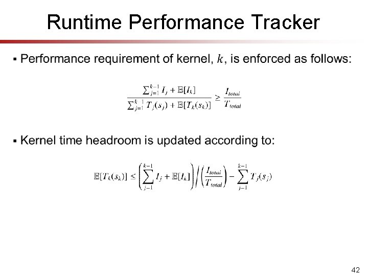 Runtime Performance Tracker § 42 