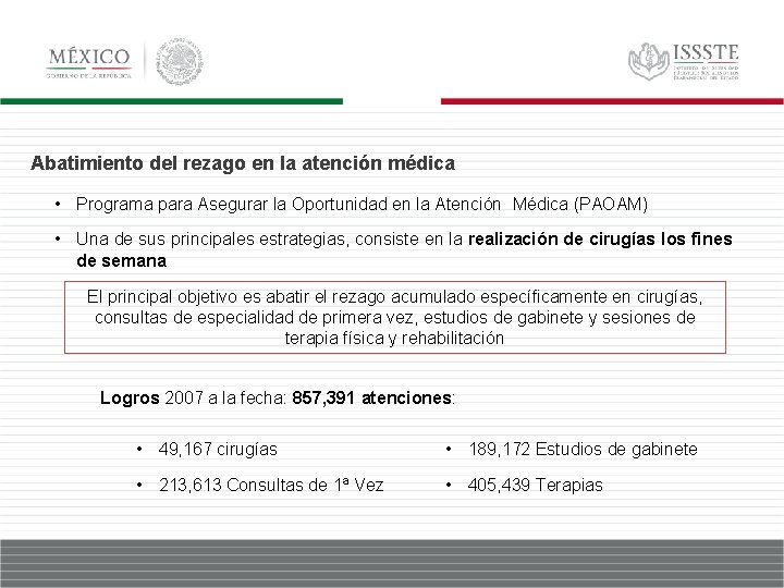 Abatimiento del rezago en la atención médica • Programa para Asegurar la Oportunidad en