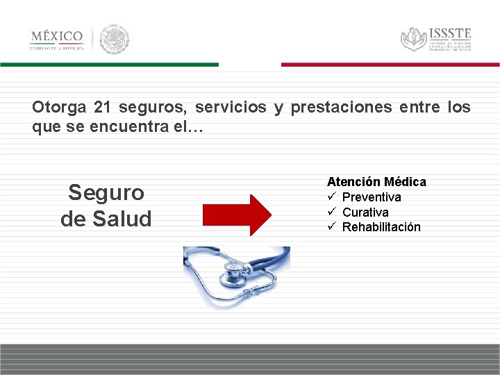 Otorga 21 seguros, servicios y prestaciones entre los que se encuentra el… Seguro de