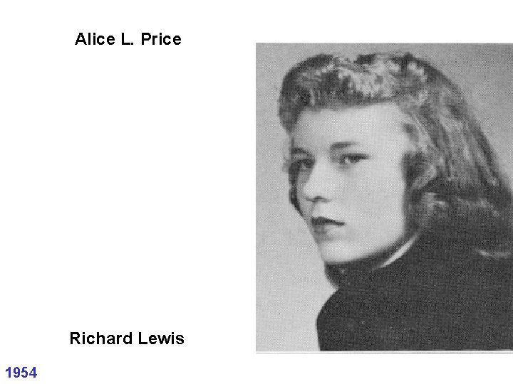 Alice L. Price Richard Lewis 1954 