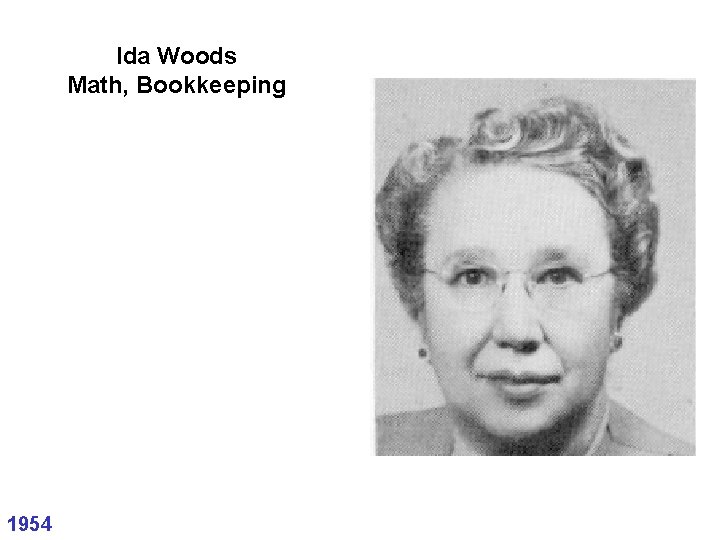 Ida Woods Math, Bookkeeping 1954 