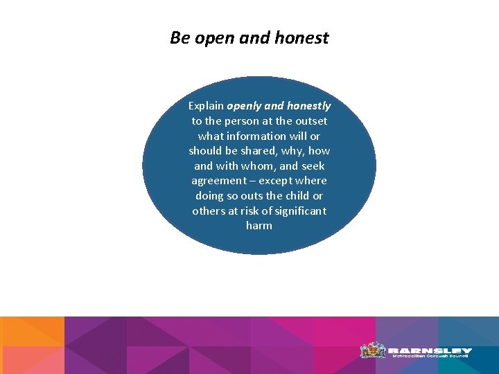 Be open and honest Explain openly and honestly to the person at the outset