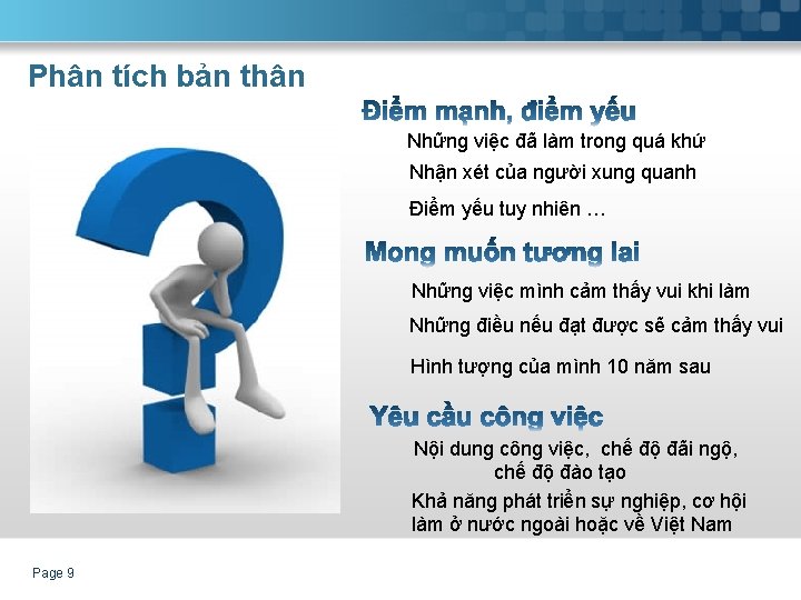 Phân tích bản thân Những việc đã làm trong quá khứ Nhận xét của