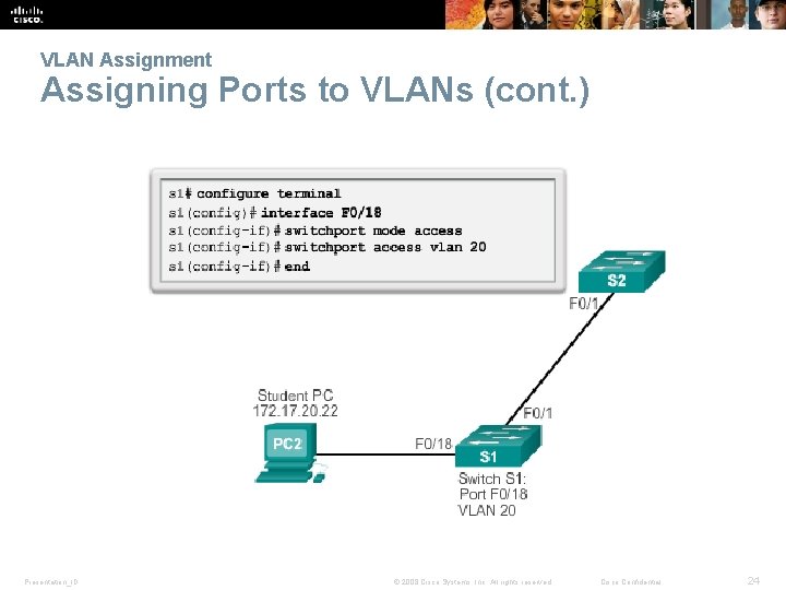 VLAN Assignment Assigning Ports to VLANs (cont. ) Presentation_ID © 2008 Cisco Systems, Inc.