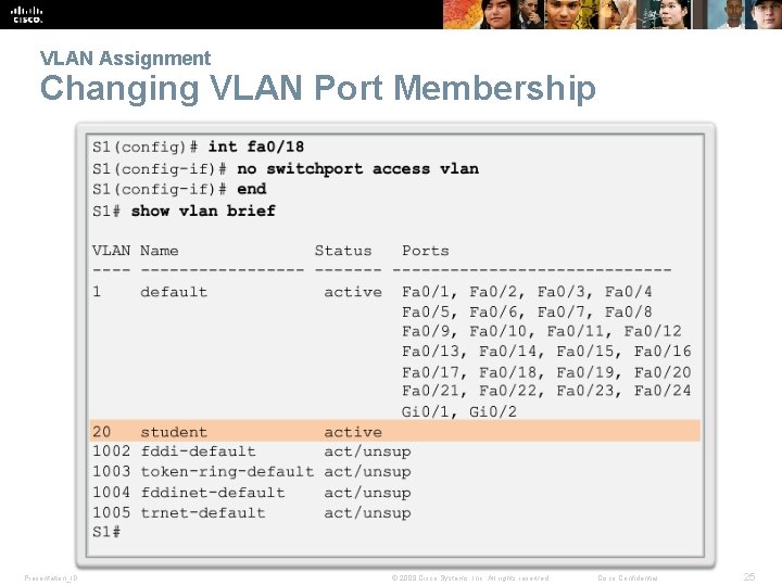 VLAN Assignment Changing VLAN Port Membership Presentation_ID © 2008 Cisco Systems, Inc. All rights