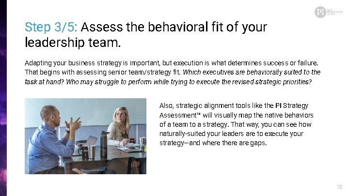 Step 3/5: Assess the behavioral fit of your leadership team. Adapting your business strategy