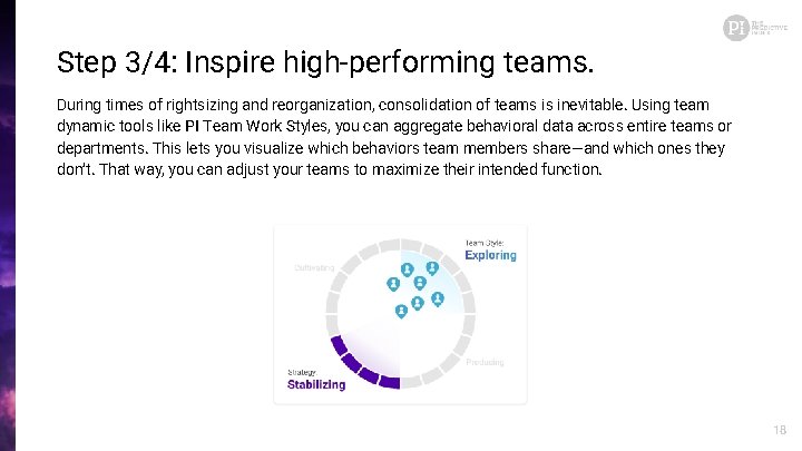 Step 3/4: Inspire high-performing teams. During times of rightsizing and reorganization, consolidation of teams
