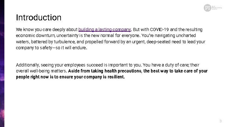 Introduction We know you care deeply about building a lasting company. But with COVID-19