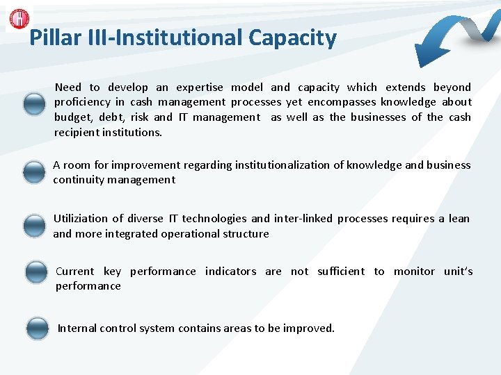 Pillar III-Institutional Capacity Need to develop an expertise model and capacity which extends beyond