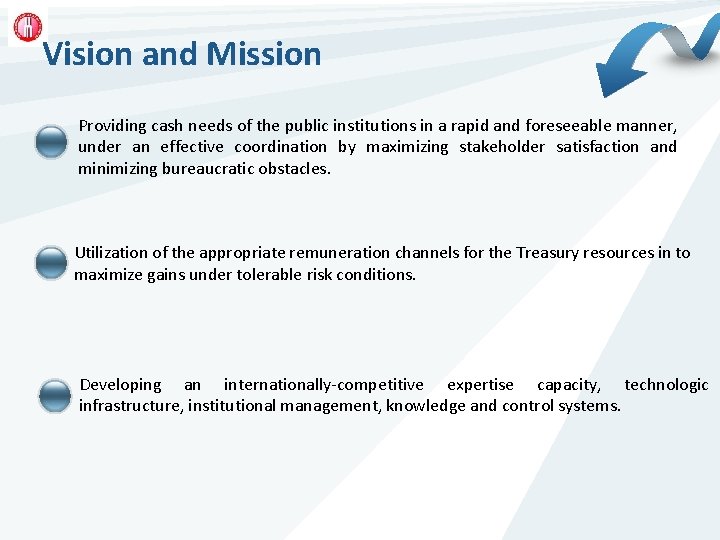 Vision and Mission Providing cash needs of the public institutions in a rapid and