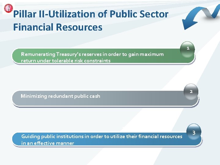 Pillar II-Utilization of Public Sector Financial Resources Remunerating Treasury’s reserves in order to gain