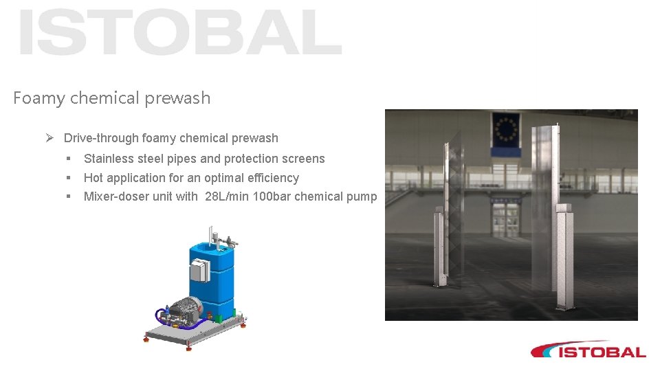 Foamy chemical prewash Ø Drive-through foamy chemical prewash § § § Stainless steel pipes