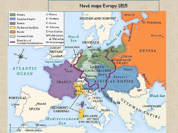 Nová mapa Evropy 1815 