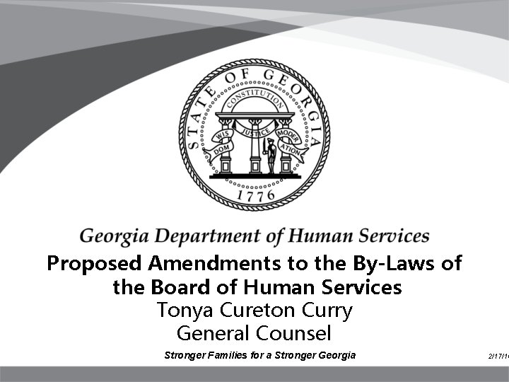 Proposed Amendments to the By-Laws of the Board of Human Services Tonya Cureton Curry