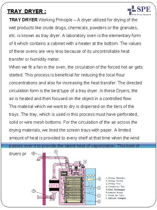 TRAY DRYER : TRAY DRYER Working Principle – A dryer utilized for drying of