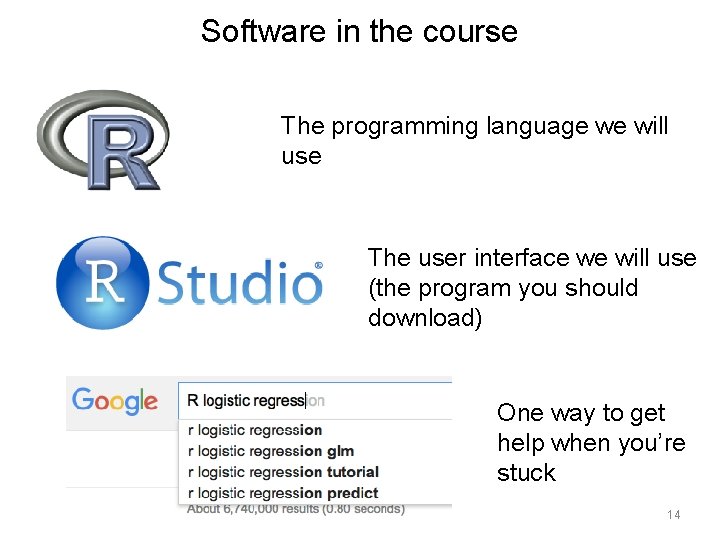 Software in the course The programming language we will use The user interface we