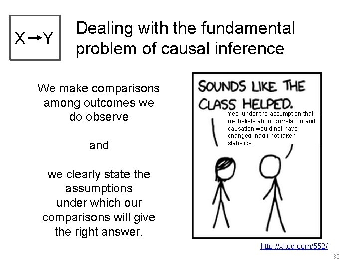 X Y Dealing with the fundamental problem of causal inference We make comparisons among