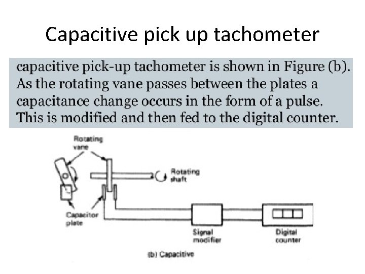 Capacitive pick up tachometer 