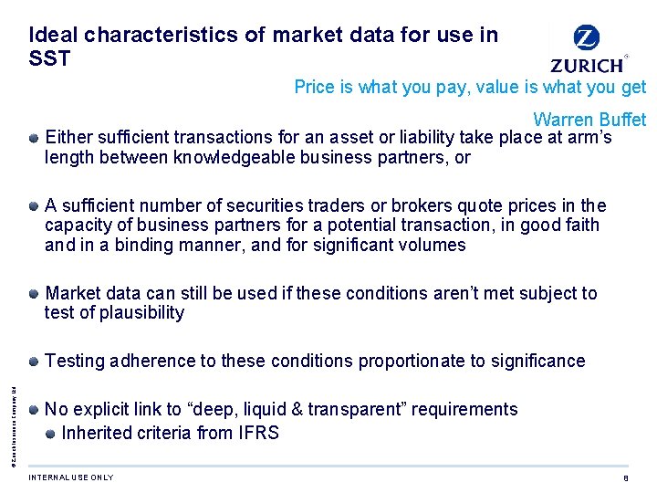 Ideal characteristics of market data for use in SST Price is what you pay,