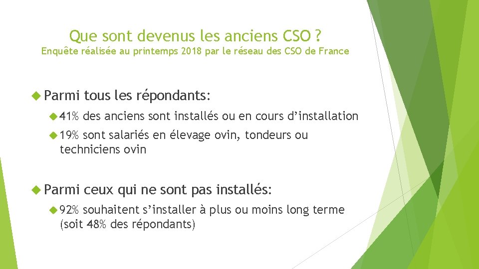 Que sont devenus les anciens CSO ? Enquête réalisée au printemps 2018 par le