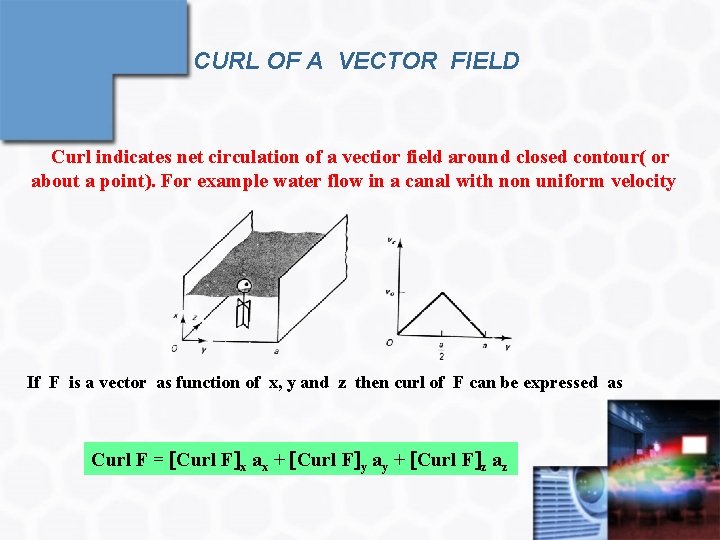 CURL OF A VECTOR FIELD Curl indicates net circulation of a vectior field around