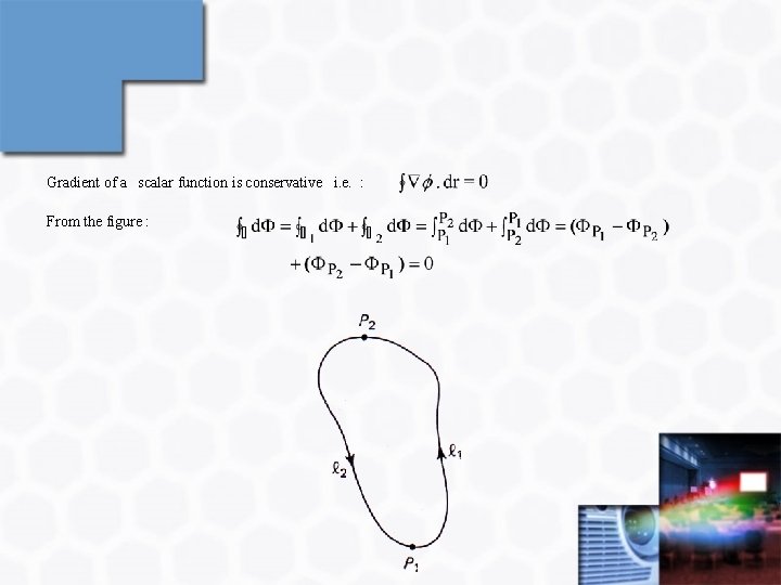Gradient of a scalar function is conservative i. e. : From the figure :