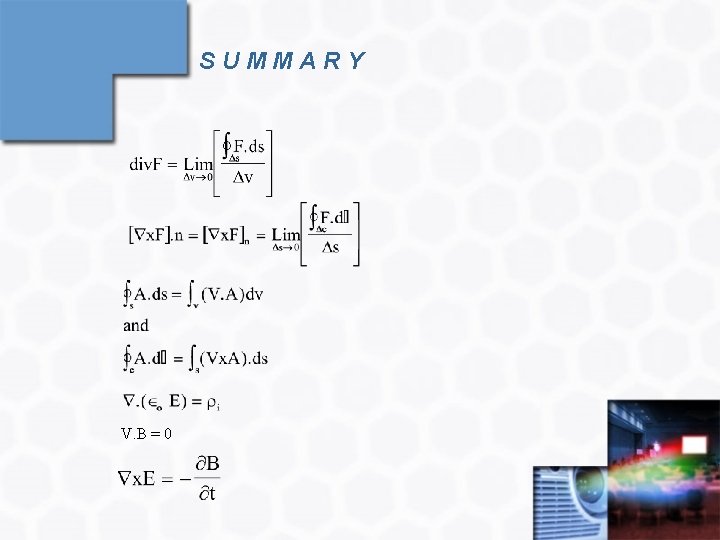 SUMMARY V. B = 0 