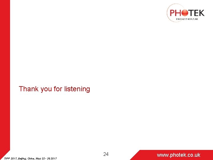 Thank you for listening 24 TIPP 2017, Beijing, China, May 22 - 26 2017