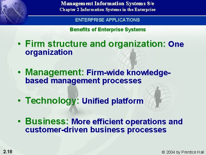 Management Information Systems 8/e Chapter 2 Information Systems in the Enterprise ENTERPRISE APPLICATIONS Benefits