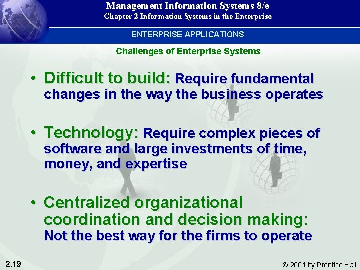 Management Information Systems 8/e Chapter 2 Information Systems in the Enterprise ENTERPRISE APPLICATIONS Challenges