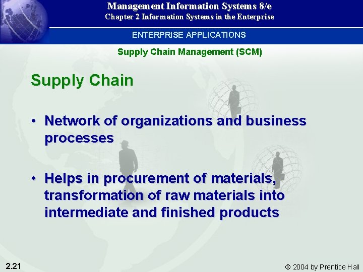 Management Information Systems 8/e Chapter 2 Information Systems in the Enterprise ENTERPRISE APPLICATIONS Supply
