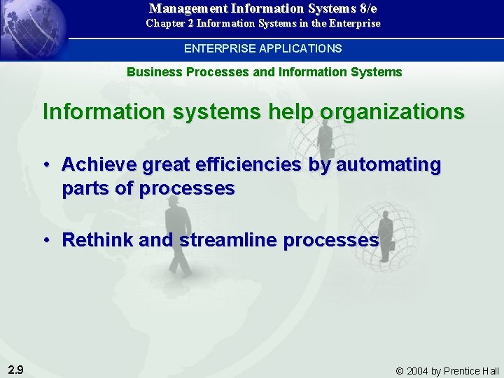 Management Information Systems 8/e Chapter 2 Information Systems in the Enterprise ENTERPRISE APPLICATIONS Business