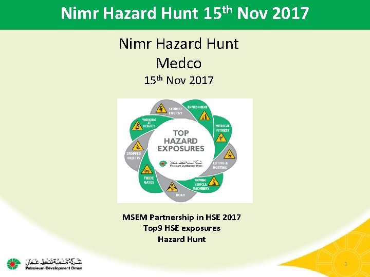 Nimr Hazard Hunt 15 th Nov 2017 Nimr Hazard Hunt Medco 15 th Nov