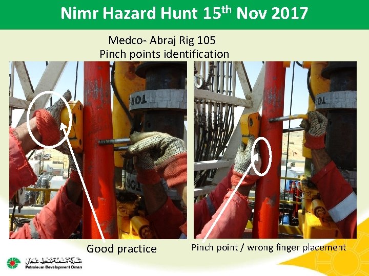 Nimr Hazard Hunt 15 th Nov 2017 Medco- Abraj Rig 105 Pinch points identification