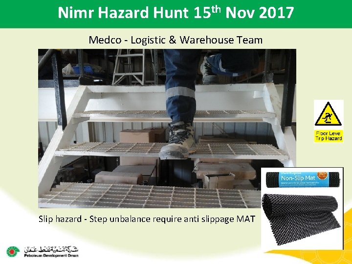 Nimr Hazard Hunt 15 th Nov 2017 Medco - Logistic & Warehouse Team Slip