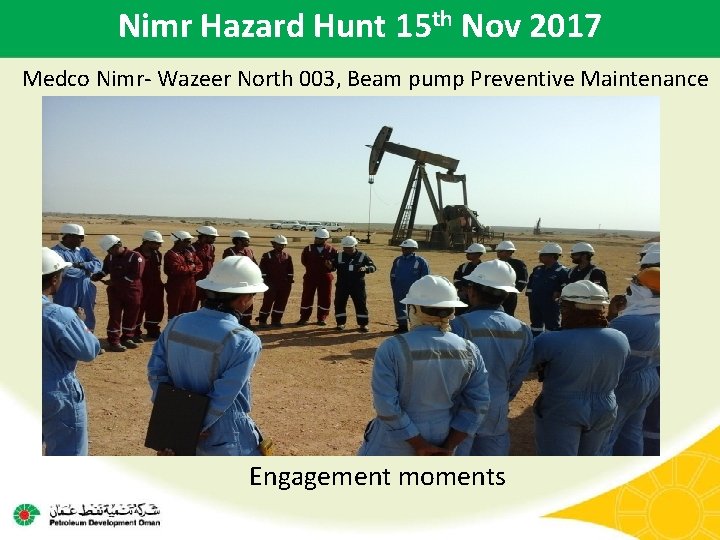 Nimr Hazard Hunt 15 th Nov 2017 Medco Nimr- Wazeer North 003, Beam pump