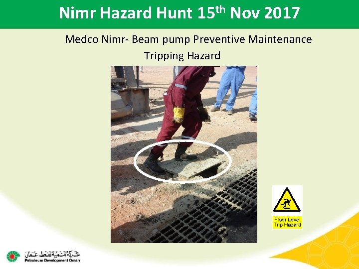 Nimr Hazard Hunt 15 th Nov 2017 Medco Nimr- Beam pump Preventive Maintenance Tripping