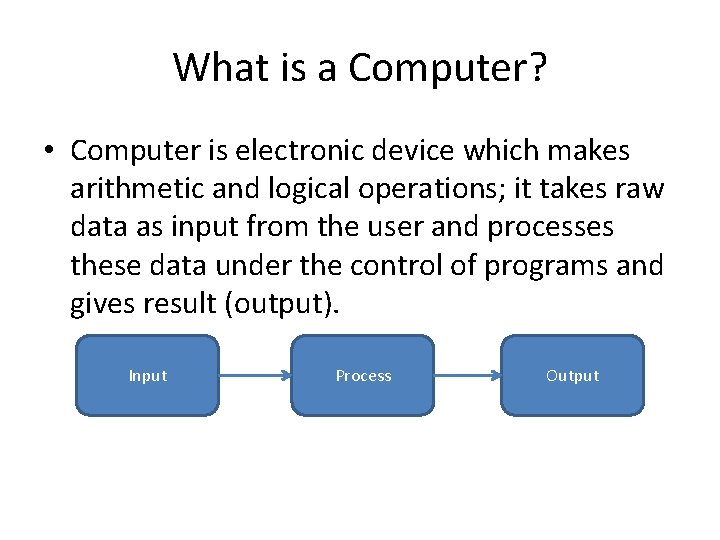 What is a Computer? • Computer is electronic device which makes arithmetic and logical
