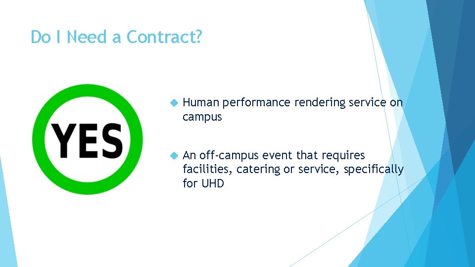 Do I Need a Contract? Human performance rendering service on campus An off-campus event