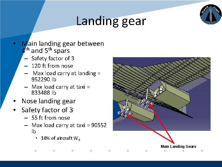 Company LOGO Landing gear • Main landing gear between 4 th and 5 th