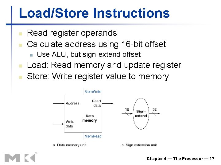 Load/Store Instructions n n Read register operands Calculate address using 16 -bit offset n