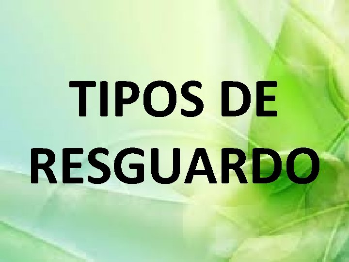 TIPOS DE RESGUARDO 