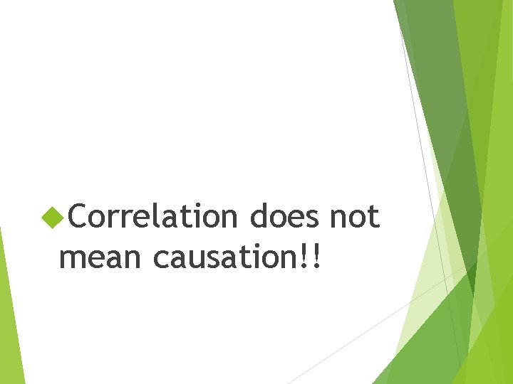 Correlation does not mean causation!! Correlation does not mean causation!!